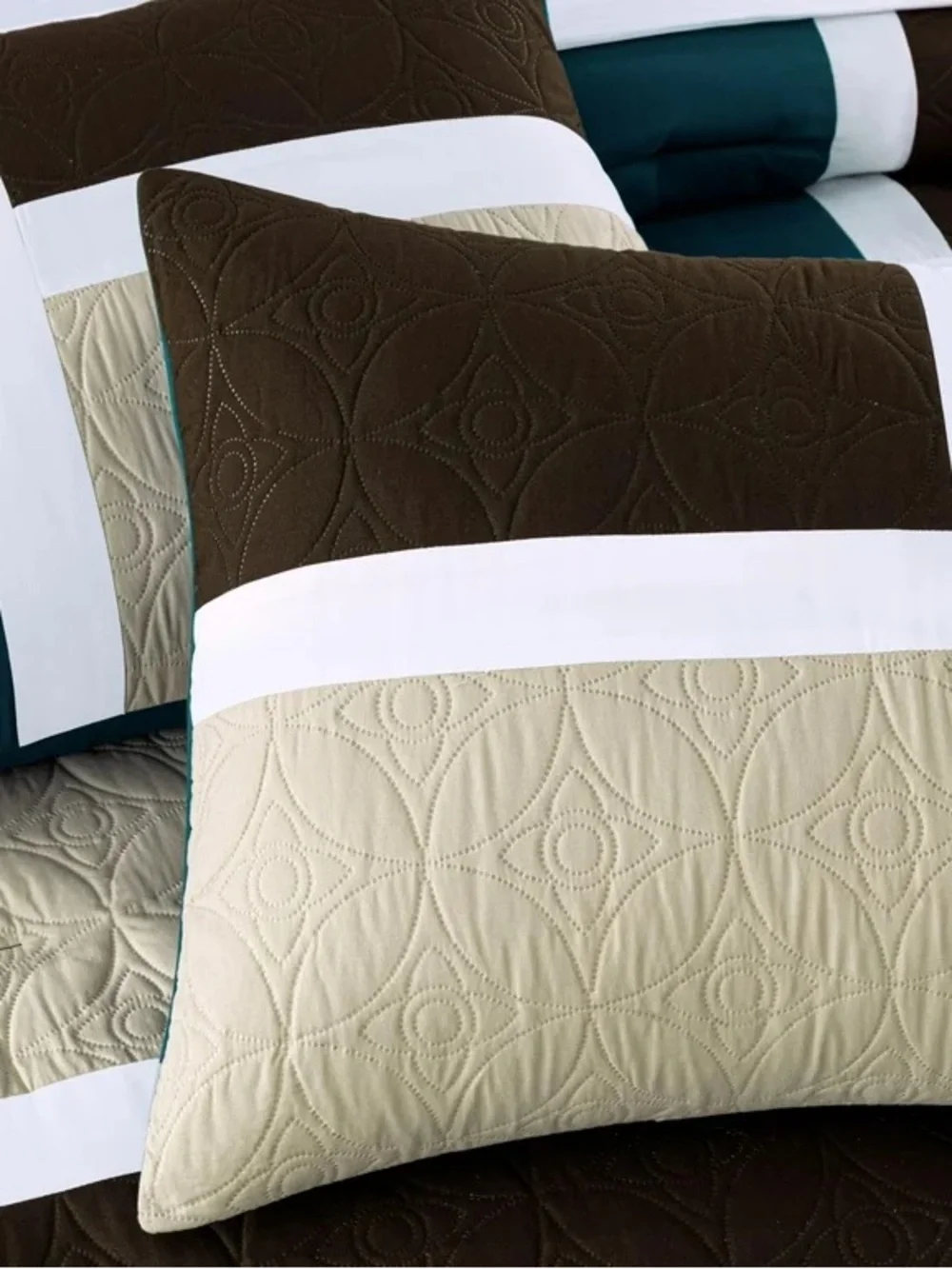 Teal and Chocolate Colorblock 3 piece cal king comforter Set